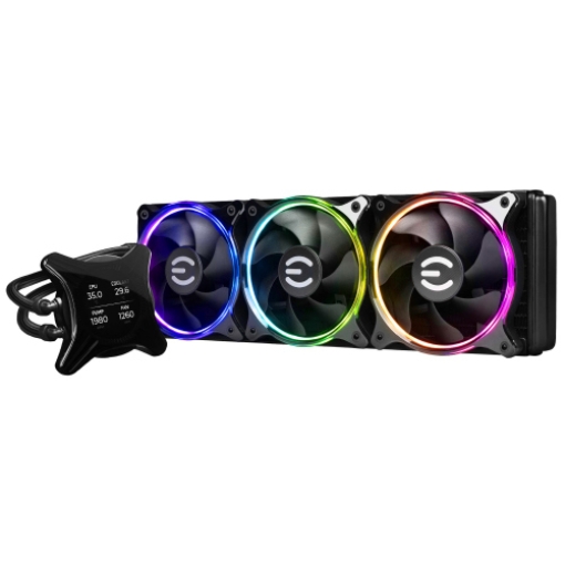 Imagen de Enfriamiento Liquido para CPU EVGA CLCx AIO 360mm ARGB Display LCD Compatible S 1200 1700 AM4 AM5 Negro
