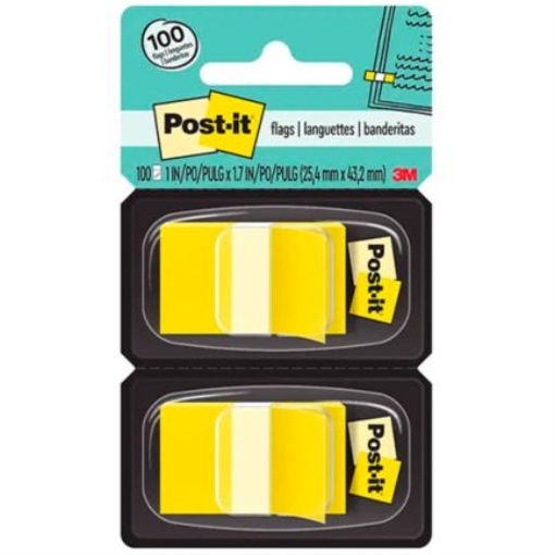 Imagen de Banderitas 3M 680-YW2 amarillo estuche doble con 50 c/u. Caja c/6 estuches