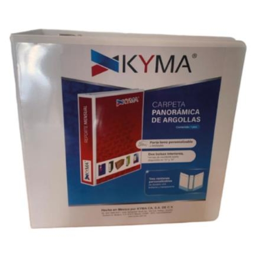 Imagen de Carpeta Panorámica Kyma de Vinil Tamaño Carta 3" Aro en "D" Blanca