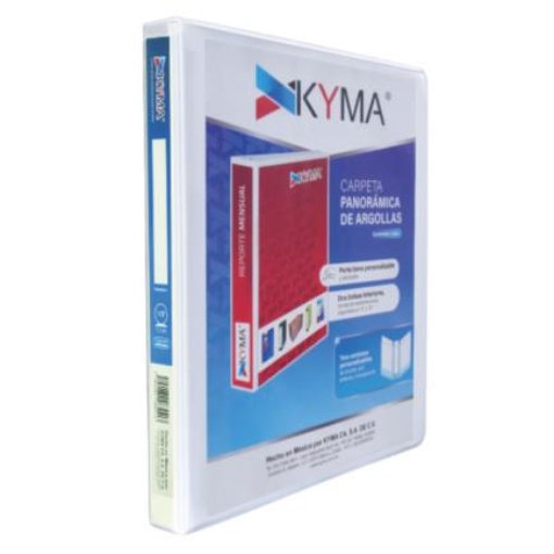 Imagen de Carpeta Panorámica Kyma de Vinil Tamaño Oficio 1/2" Aro en "O" Blanca