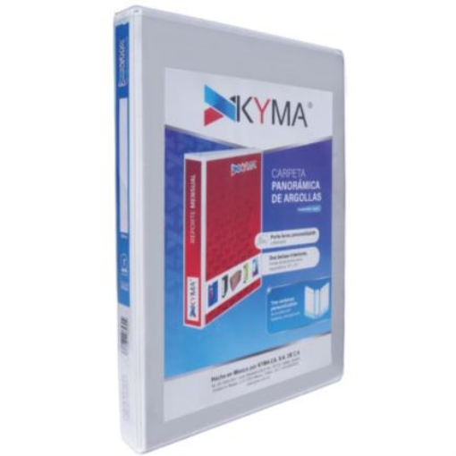 Imagen de Carpeta Panorámica Kyma de Vinil Tamaño Oficio 1" Aro en "O" Blanca