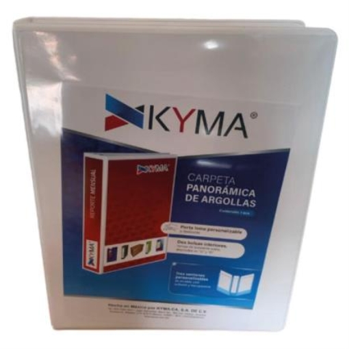 Imagen de Carpeta Panorámica Kyma de Vinil Tamaño Oficio 1 1/2" Aro en "O" Blanca