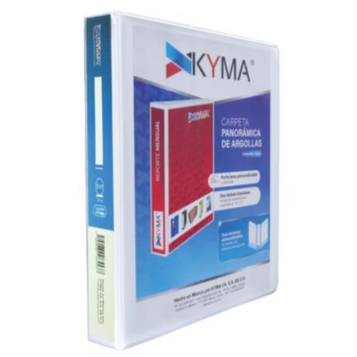 Imagen de Carpeta Panorámica Kyma de Vinil Tamaño Carta 1 1/2" Aro en "O" Blanca