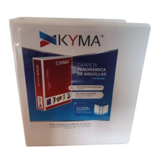 Imagen de Carpeta Panorámica Kyma de Vinil Tamaño Oficio 3" Aro en "D" Blanca