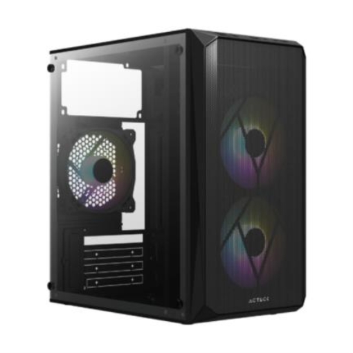 Imagen de Gabinete Acteck Mini Torre Doom GI630 Max MB M-ATX Fuente ATX Plus 500w Panel Izq Acrilico + Frente Malla 1xUSB 3.0 + 3xFan RGB Advanced Series Negro