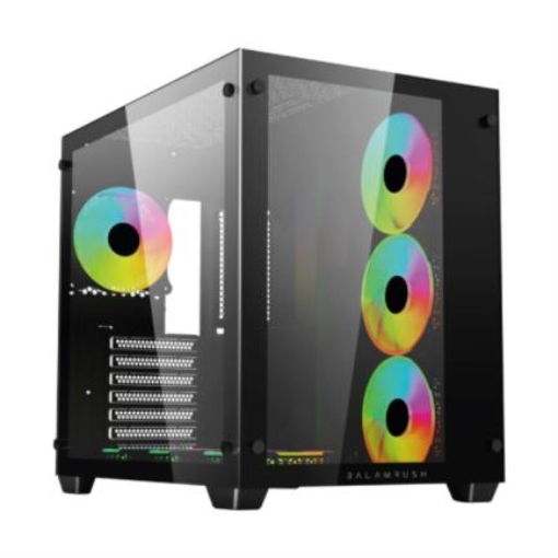 Imagen de Gabinete Gamer Balam Rush Media Torre Tank Pro GM930 Max ATX Panel Izq Cristal Frente Cristal USB/4Fan RGB HUB Negro