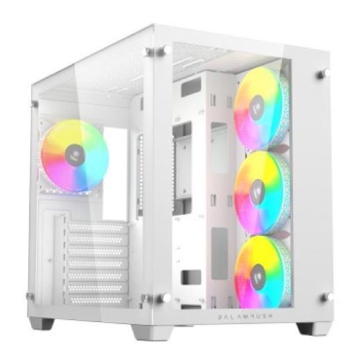 Imagen de Gabinete Gamer Balam Rush Media Torre Tank Pro GM930 Max ATX Panel Izq Cristal Frente Cristal USB/4Fan RGB HUB Blanco