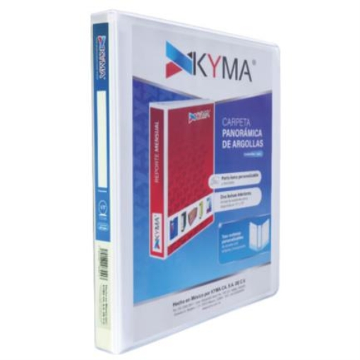 Imagen de Carpeta Panorámica Kyma de Vinil Tamaño Carta 1/2" Aro en "O" Blanca