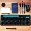 Imagen de Kit Teclado y Mouse TechZone Inalámbrico 105 Teclas+Espacio Tablet/Smartphone 1600dpi 3 Botones Win/Mac Color Negro-Azul