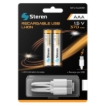 Imagen de BATERIAS RECARGABLES STEREN USB LI-ION AAA 40 2 PZAS