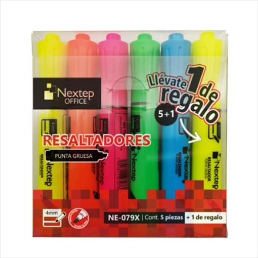 Imagen de Juego Resaltadores Nextep 5 Colores Punta Cincel 4mm