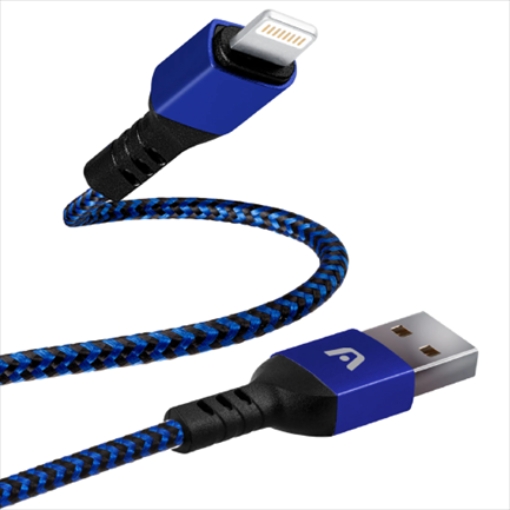 Imagen de Cable Argomtech Lightning a USB 2.0 1.8m 480 Mbps Carcasa Metálica con Trenzado de Nailon Color Azul