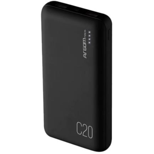 Imagen de Power Bank Argomtech C20 Alta Capacidad 20000mAh 2 Puertos 2.1A/2A Color Negro