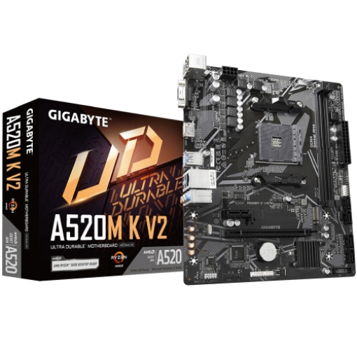 Imagen de Tarjeta Madre Gigabyte UD A520M K V2 2xDDR4 64GB 5100Mhz HDMI D-Sub PCIe 3.0 M.2 S AM4 Ryzen mATX