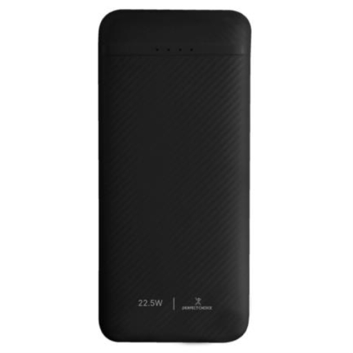 Imagen de POWER BANK PERFECT CHOICE CARGA RAPIDA 22.5W CON CABLE TIPO C  BOLT NEGRO