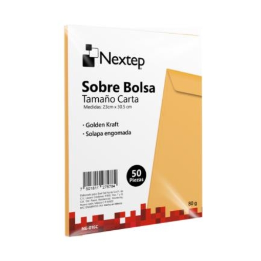 Imagen de Sobre Bolsa Nextep Económico Tamaño Carta Solapa Engomada Paquete c/50