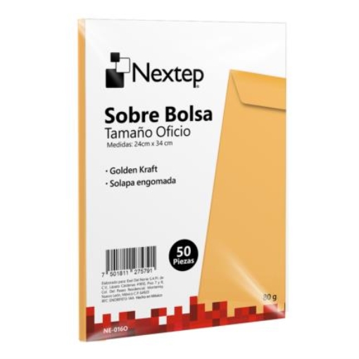 Imagen de Sobre Bolsa Nextep Económico Tamaño Oficio Solapa Engomada Paquete c/50