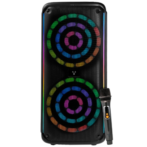 Imagen de BAFLE VORAGO KSP-503 NEGRO 2X8" 2X30WATTS RMS TECNOLOGIA DSP / USB / MSD/ 3.5MM /  RECARGABLE / TWS BT 5HRS CARGA USB TIPO C / MICROFONO INALAMBRICO
