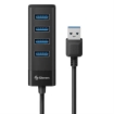 Imagen de Hub Steren USB 3.0 de 4 Puertos Cable 12.5cm Color Negro