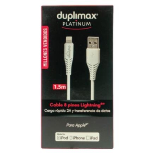 Imagen de Cable Duplimax Platinum USB-8 Pines 2A 1.5m Nylon Color Blanco