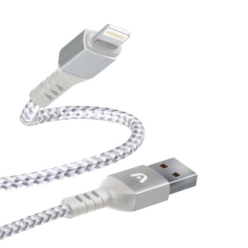 Imagen de Cable Argomtech Lightning a USB Nylon Trenzado 1.8m Color Blanco