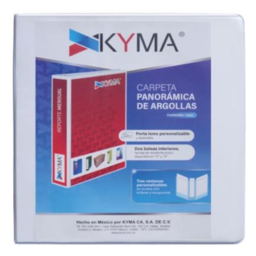 Imagen de Carpeta Panorámica Kyma de Vinil Tamaño Carta 2 1/2" Aro en "O" Blanca