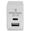 Imagen de Adaptador de Corriente Perfect Choice 30W Carga Rápida Puertos USB C+A Blanco