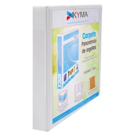 Imagen de Carpeta Panorámica Kyma de Vinil Tamaño Carta 1/2" Aro en "D" Blanca