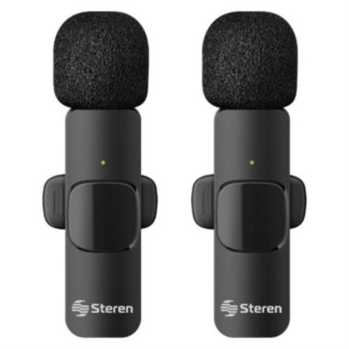 Imagen de Micrófonos Inalámbricos Steren Filtro Anti Ruido Batería Recargable USB/USB C/Lightning