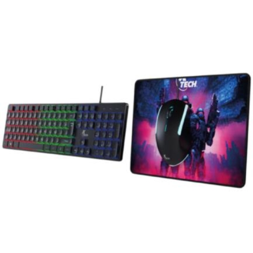 Imagen de Teclado Mouse y Mousepad Gamer XTech Hasha XTK-535S Iluminación RGB Conexión USB Full Size Color Negro