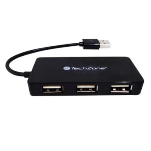 Imagen de Hub TechZone 4 Puertos USB 2.0 Color Negro
