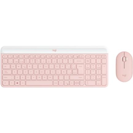Imagen de Teclado y Mouse Logitech MK470 Inalámbrico Nano Receptor USB Color Rosa