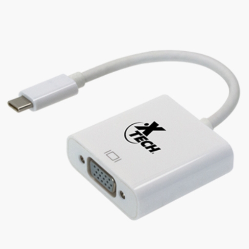 Imagen de Adaptador XTech con conector Tipo-C macho a VGA hembra Transmision hasta 1920x1200p a 60Hz  Longitud 20cm XTC-550