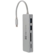 Imagen de HUB USB Klip Xtreme Tipo C HubPoint KCR-500 Concentrador de 5 puertos 2 USB 3.0  1 tipo C 1 Micro-SD 1 Tarjeta SDXC Color plateado