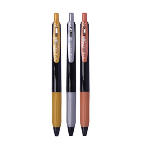 Imagen de Boigrafo Zebra decoshine retractil Punto fino 0.5 tinta gel colores surtidos metalicos caja c/3