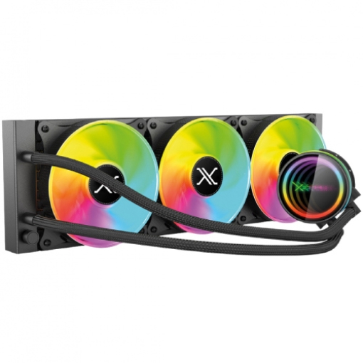 Imagen de Enfriamiento Liquido Xzeal 360mm Redondo XZ-411 CPU 3Fanx120mm ARGB 3 pines+PWM 4 pines+Seguro INTEL/AMD Negro