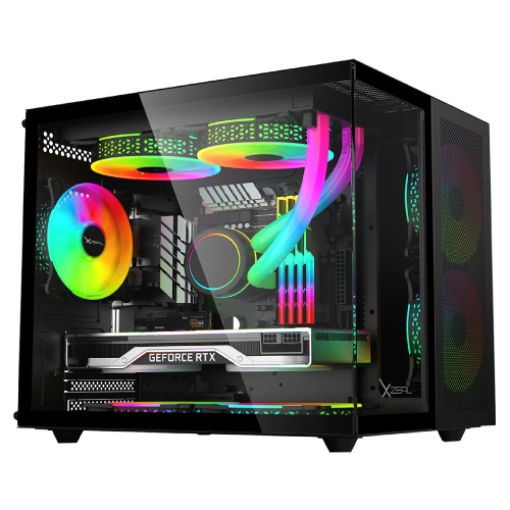 Imagen de Gabinete Xzeal Cubo M-ATX/ITX Negro 3 Ventiladores ARGB