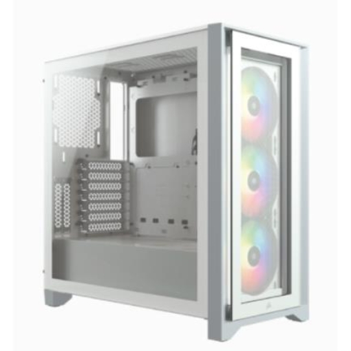 Imagen de Gabinete Gamer Corsair ICUE 4000X RGB Media Torre ATX mATX ITX Cristal Templado 3xFan RGB Blanco Sin Fuente