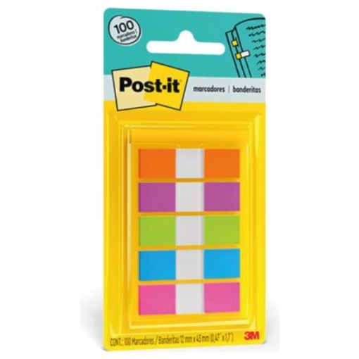 Imagen de Banderitas 3M Post-it 683-5CB Autoadheribles Neón 12mmx43mm 5 Blocks C/20 Banderitas