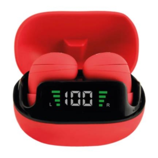 Imagen de Audífonos Inalámbricos Perfect Choice TWS Mini Tiny Beats con Indicador de Carga Color Rojo