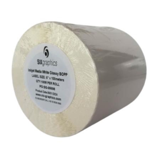 Imagen de Papel Six Graphics Bopp Blanco Brillante Adhesivo Acrilico Respaldo Papel 6 x 100 Metros
