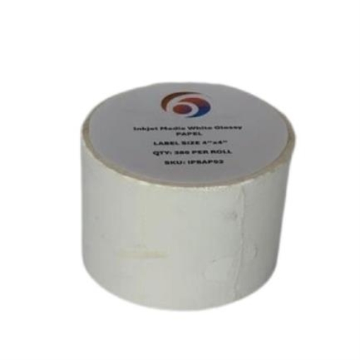 Imagen de Papel Six Graphics Blanco Brillante Adhesivo Acrilico Respaldo 4 x 4" Core 1 380 Etiquetas por Rollo
