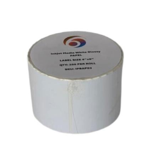Imagen de Papel Six Graphics Blanco Brillante Adhesivo Acrilico Respaldo 4 x 6" Core 1 250 Etiquetas por Rollo