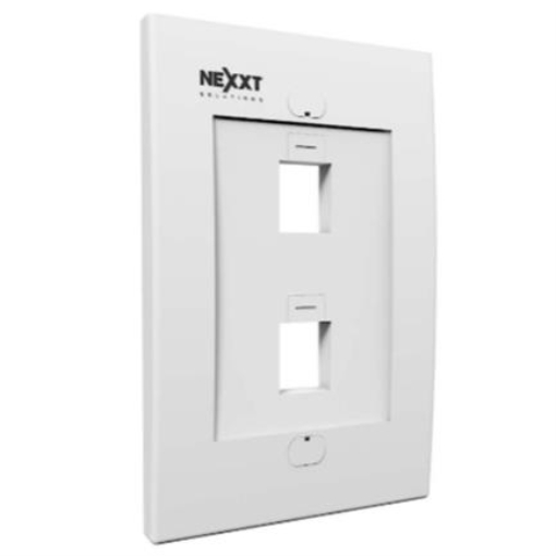 Imagen de Placa de Pared Nexxt Solutions 2 Puertos para Conectores tipo Keystone Módulo RJ45 Blanco