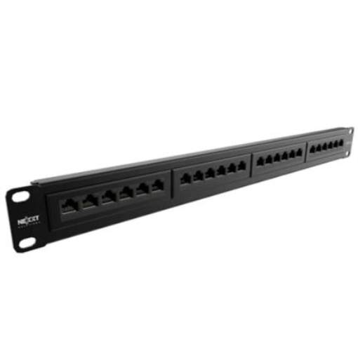 Imagen de Panel de Conexion Red Nexxt Solutions para Rack Cat5e 24 Puertos Pre-Configurado Sin Blindaje Tipo 110 Esmalte Negro