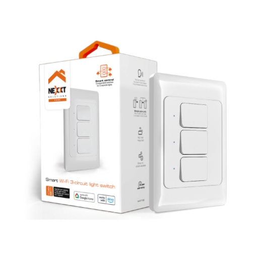 Imagen de Interruptor Nexxt Home NHE-T100 3 Circuitos Interior Control de Encendido Apagado Monopolar