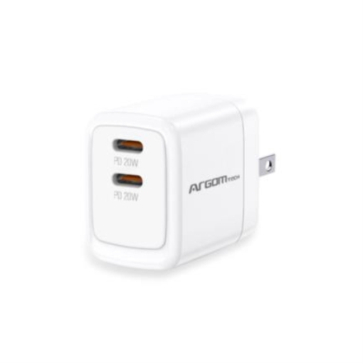 Imagen de Cargador de Pared Argomtech Dual Rápido 2 x Tipo-C 40W Color Blanco