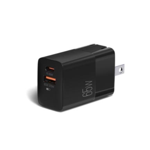 Imagen de Cargador de Pared Argomtech Dual Rápido Tipo-C 65W y USB QC3.0 22.5W con Enchufe Plegable Color Negro