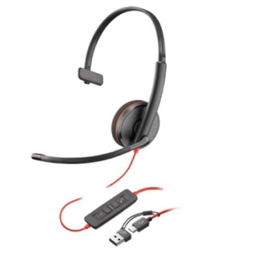Imagen de Auriculares Poly Blackwire 3210 USB-C HS + USB-C/A