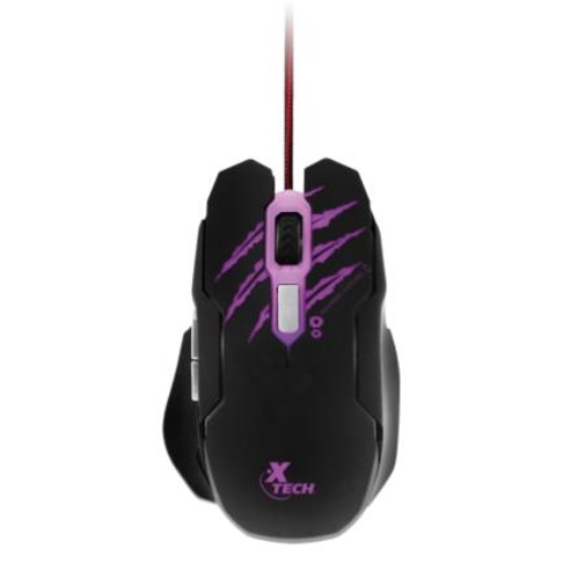 Imagen de Mouse Gamer Alámbrico XTech Letal Haze XTM-610 Conexión USB Iluminación LED 4 Velocidades Sensor Óptico 6 Botones